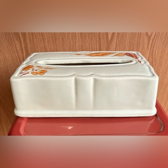 Vtg Royal Haeger 2 Piece Bathroom Set Tissue Cover Cup Ceramic Ivory Cream MCM - Picture 4 of 16